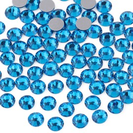 Beadsland 2880pcs Flat Back Crystal Rhinestones Round Gems for Nail Art and Craft Glue Fix,Capri Blue,SS3,1.2-1.4mm