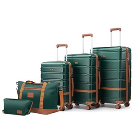 NEISIA Luggage Sets 3 Piece with spinner wheels, PC+ABS Hard Shell Travel Luggage,Lightweight Carry-on suitcases with TSA Lock,YKK Zippers (Dark Green)