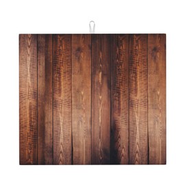 BOXIMIAO Dish Drying Mat Black Brown Vertical Wood Grain Board Drying Mat 16''X18'' Reversible Microfiber Dish Drying Pad Dish Absorbent Mats For Kitchen Counter Coffee Bar