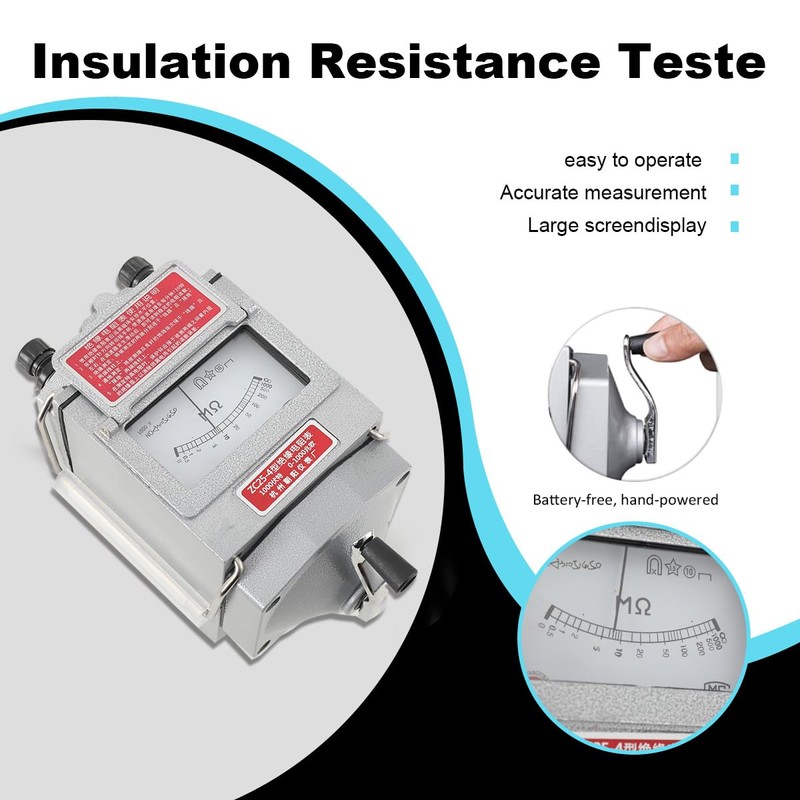 Lfhelper Megohmmeter Insulation Resistance Tester 0~1000MΩ Megger Meter, Megohmmeter Set