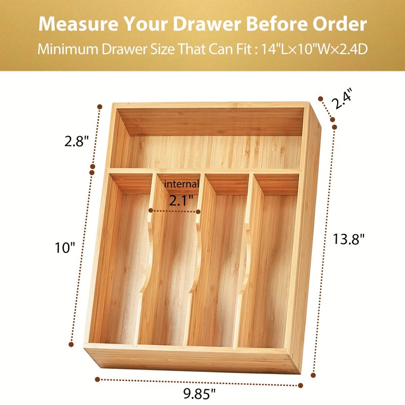 Umilife Kitchen Drawer Organizer, 10 Inch Silverware Utensil Tray Holder,