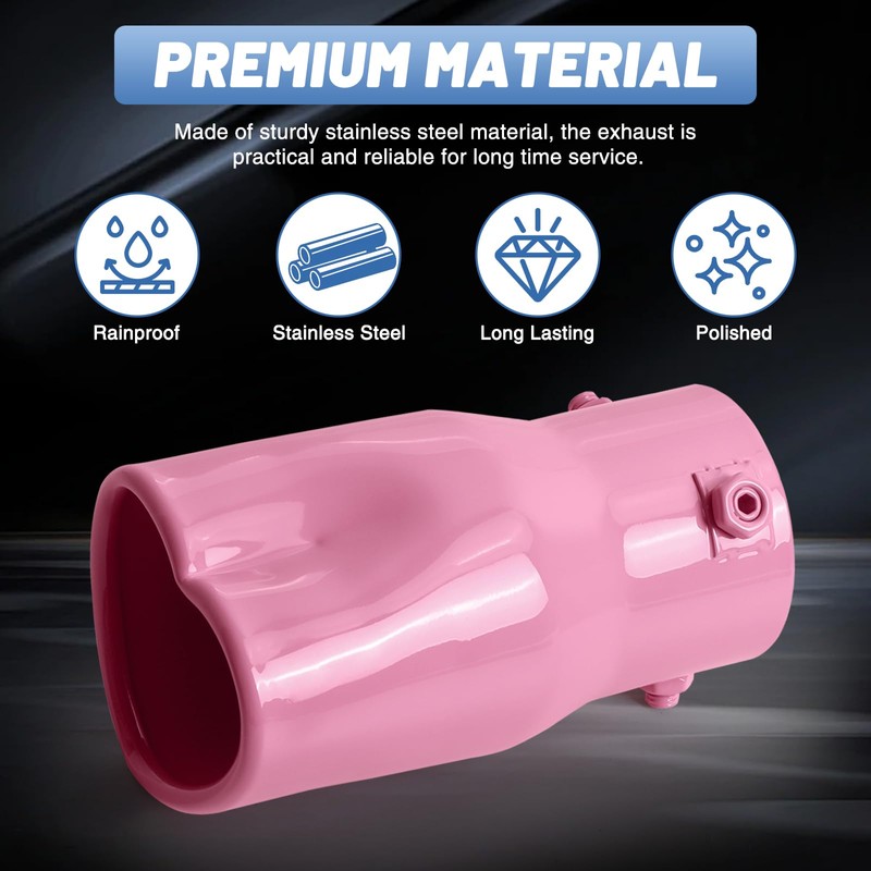 Tongze Heart Exhaust Tip 2.5" Inlet, Adjustable Stainless Steel Exhaust