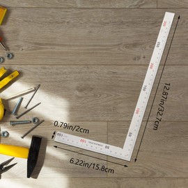 You&Lemon Stainless Steel L Ruler, Double Scale, L, Stainless Steel Square Ruler, Try Square, Hedue Angle for Surveying, Woodworking, Construction Field, 300 mm x 150 mm
