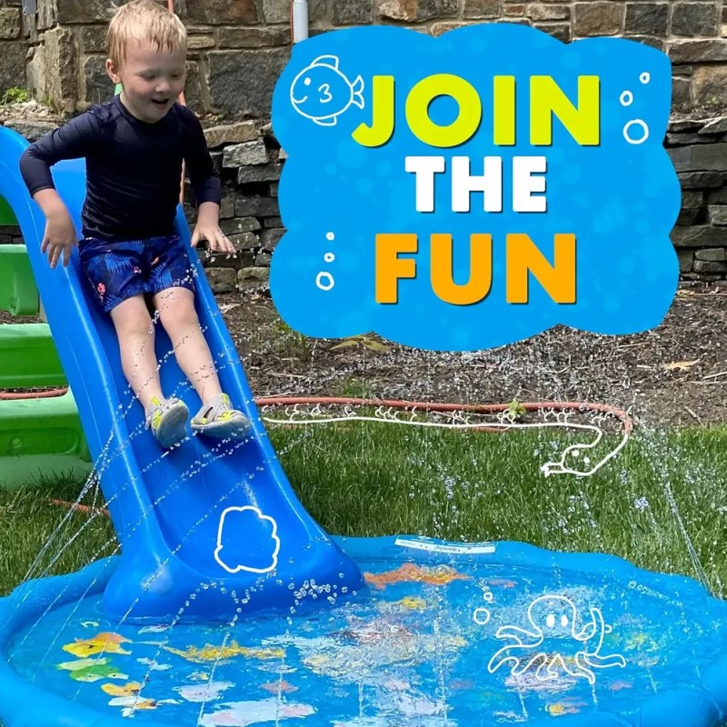 Alberca Inflable Infantil Con Rociador 100 Cm Educativa Azul