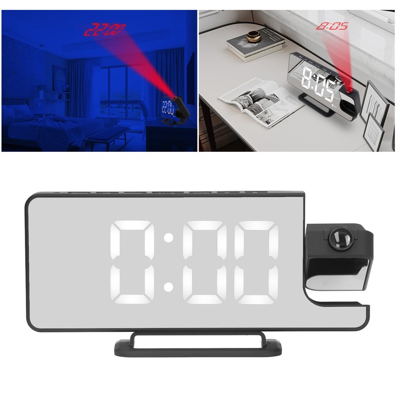 Projection Alarm Clock LED Digital Mirror Alarm Clock Rechargeable 6