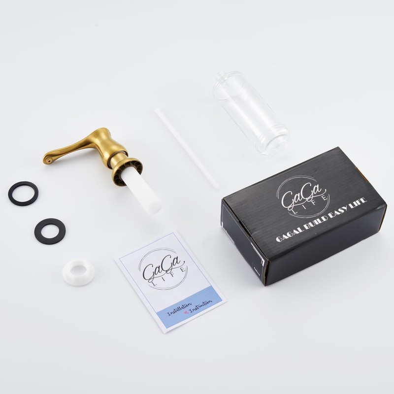 GAGALIFE Kitchen Sink Soap Dispenser Gold, Built in Soap Dispenser