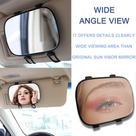 JONMON Car Visor Mirror - 6.7 Inch Auto Makeup Cosmetic Vanity Sun-Shading Mirror with Adjustable Double Elastic Clip Clamp Universal for Mount on Car Truck SUV Van Sun Visor (MAKEUP-096)