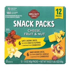 Wellsley Farms Cheese Fruit & Nut Snack Packs, 12 pk.