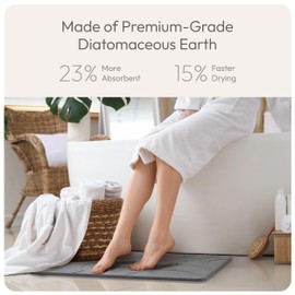 STATETRA Stone Bath Mat | Quick-Dry Absorbing Diatomaceous Earth Bath Mat | 2 Stone Mats - Large & Small Mat for Bathroom | Anti-Slip Diatomaceous Bathmat 100% Natural Bathroom Rug Stones (Gray Paths)