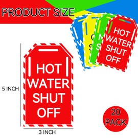 20 Pack Main Shut Off Valve Tag with Ropes Plastic Valve Identification Tag 3x5 Inch-Gas Shut Off Water Shut Off Hot Water Shut Off Tags