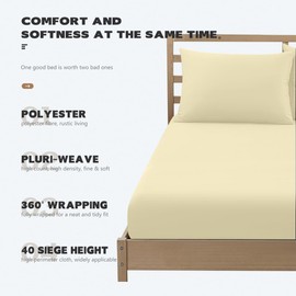 UHOUSEST Super King Size Fitted Sheet Cream, Extra Deep Sheets with 16 inch 40 cm, Soft Microfiber Fitted Sheet, Bed Sheets Breathable Deep, Ease Care & Fade Resistant 180x200cm