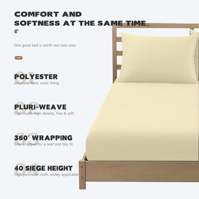 UHOUSEST Super King Size Fitted Sheet Cream, Extra Deep Sheets