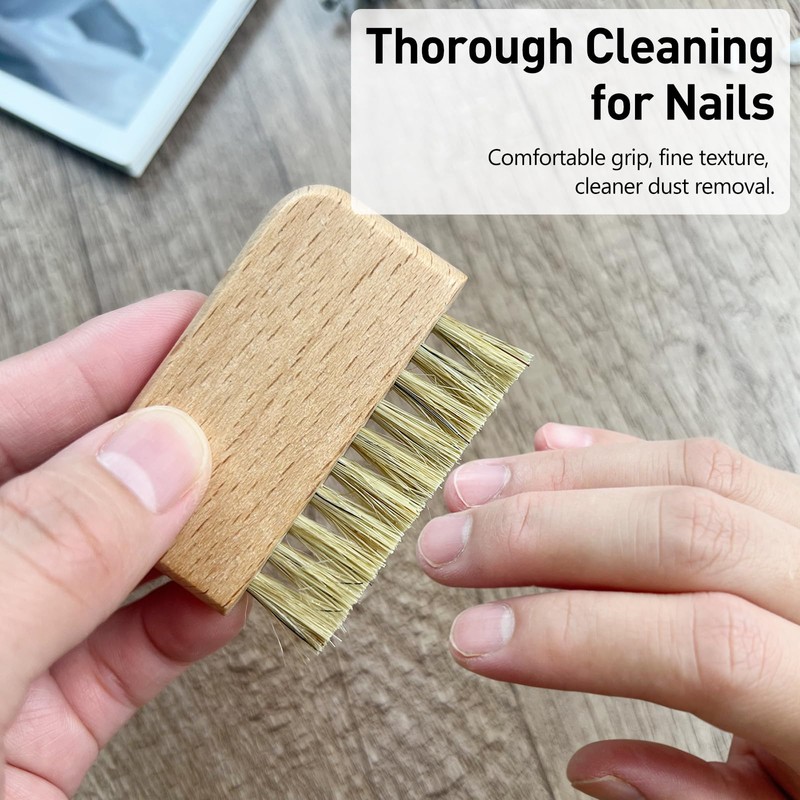 Natural Beech Wood Nail Brush Non-Slip Hand and Toenail Cleaning