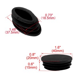 sourcing map Plastic Table Chair Leg Feet Oval Pipe Tube Insert 20 x 40mm 20 Pcs Black