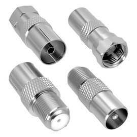 Xiansini 4 PCS F Type to Coax Adapter Kit F Female 9.5 TV Female Male Aerial Connector for Satellite, Antenna, Aerial Cables, Compatible with TV, Router, Modem, Satellite Receiver(Silve)