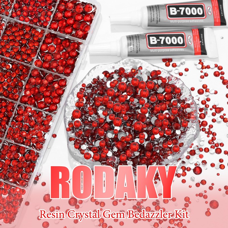 Red Resin Rhinestones Flatback Gems Bedazzler Kit for DIY