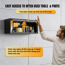 Wall Mounted Cabinet Steel Metal Garage Storage Cabinet Wall Cabinet Shelf Floating Garage Tool Cabinet Trailer Cabinets Work Shop Wall Cabinets Heavy Duty for Garage Workshop Assembly Required