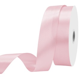 Maclemon Lt Pink Double Satin Ribbon 1-1/2 inches x 100 Yards Solid Colour Ribbon For Gift Wrapping Craft Sewing Hair Accessories Balloons Birthday Parties Wedding Decorations And More