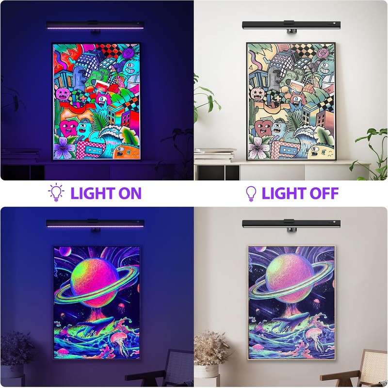 Onforu Black Light for Blacklight Tapestry,15'' Rechargeable Blacklight Picture Light