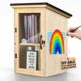 PYY Little Library Box Outdoor - Wooden Free Library Waterproof Roof Sided Acrylic Panels, 2 Layers, Outdoor Library Book Box For Community Book Sharing and Exchange, 15 * 11 * 21 Inch