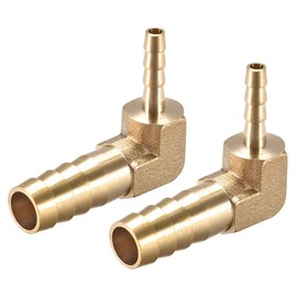 sourcing map Hose Adaptor for Angle Pipe Connector Brass 90 Degree 10 mm to 4 mm Barb Pack of 2