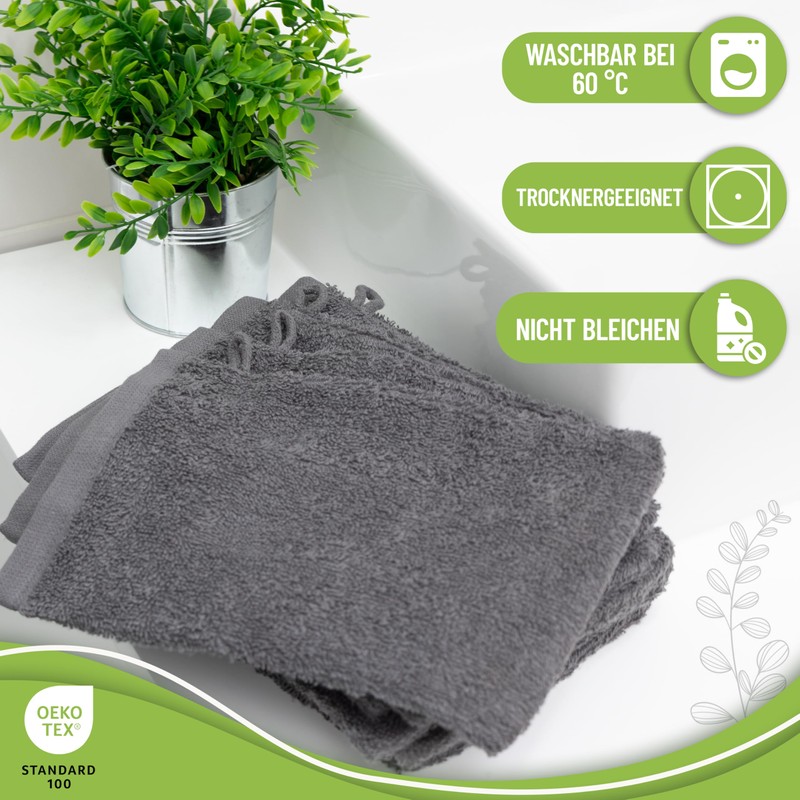NatureMark Terry Cloth Wash Mitts, Pack of 10, Wash Cloth,