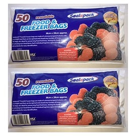 2x Sealapack 50 Resealable Food & Freezer Bags 18cm x 20cm