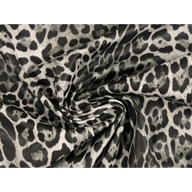 Faux Leather PU Vinyl Fabric Material Leopard Print Grey 1MTR