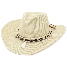 EOZY Cowboy Hat Straw Hat Women's Sun Hat Summer Beach Hat Western Hat Panama Hat, beige