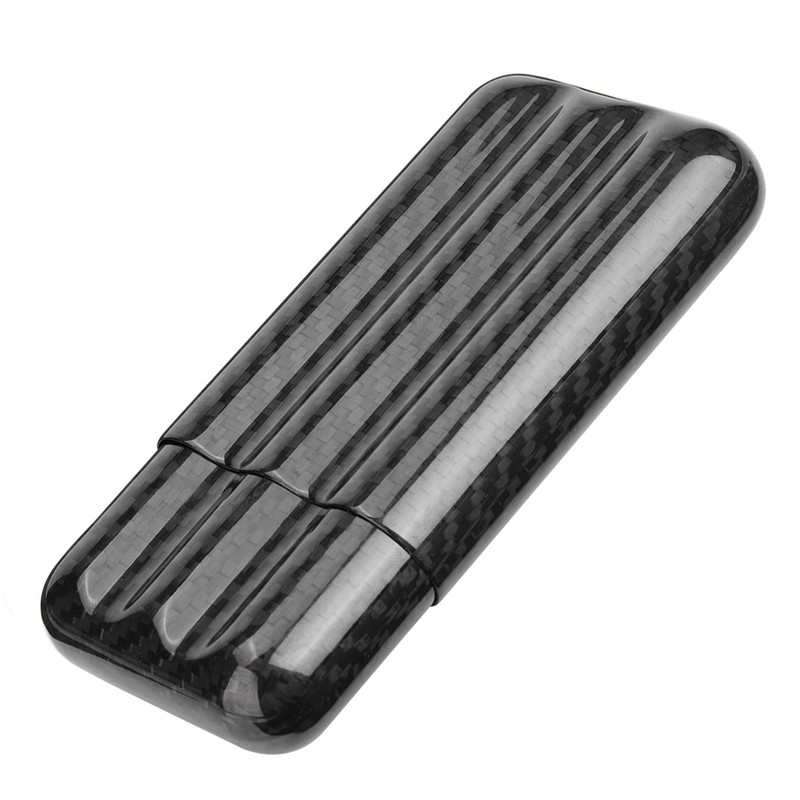 Carbon Fiber Cigar Case Humidors 3 Tubes Cigar Holder Storage