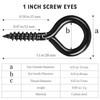 1 Inch Black Screw Eyes, 100 Pcs Metal Screw Hooks,