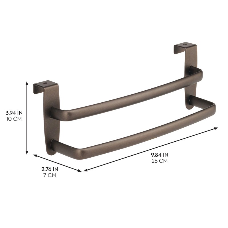 iDesign 9-inch Over-the-Cabinet Double Towel Bar - Set of 2