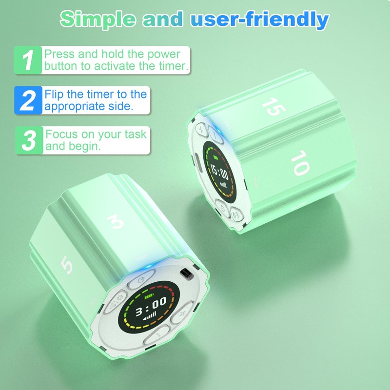 Usteetic Digital Timer Magnetic Hexagonal Timer Management Multi-Functional Cube Timer