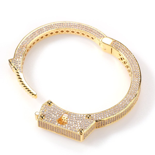 ICEDIAMOND 14K Gold Plated Hip Hop Iced Out Drama Handcuff