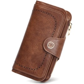 FOXLOVER Small Wallet for Women RFID Blocking Design Soft Leather Large Capacity Card Holder Ladies Phone Clutch Long Purse