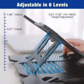 Laptop Stand, Adjustable Notebook Computer Holder Stand, Multi-Angle Stand Phone Stand, Portable Foldable Laptop Riser, Laptop Stand Holder Compatible with 10 to 15.6" (Black, 360° rotatable Bottom)
