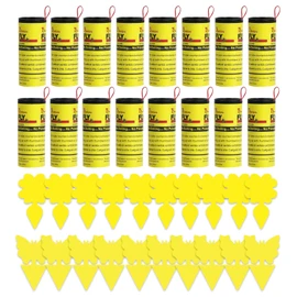 Fliegenfänger, 16X Fliegenfänger Klebestreifen und 20X Gelbsticker Trauermücken, Fruchtfliegen, Insektenfänger, Fliegenfalle Innenbereich, für Pflanzen Innen- und Außeninsekten Fliegenkontrolle