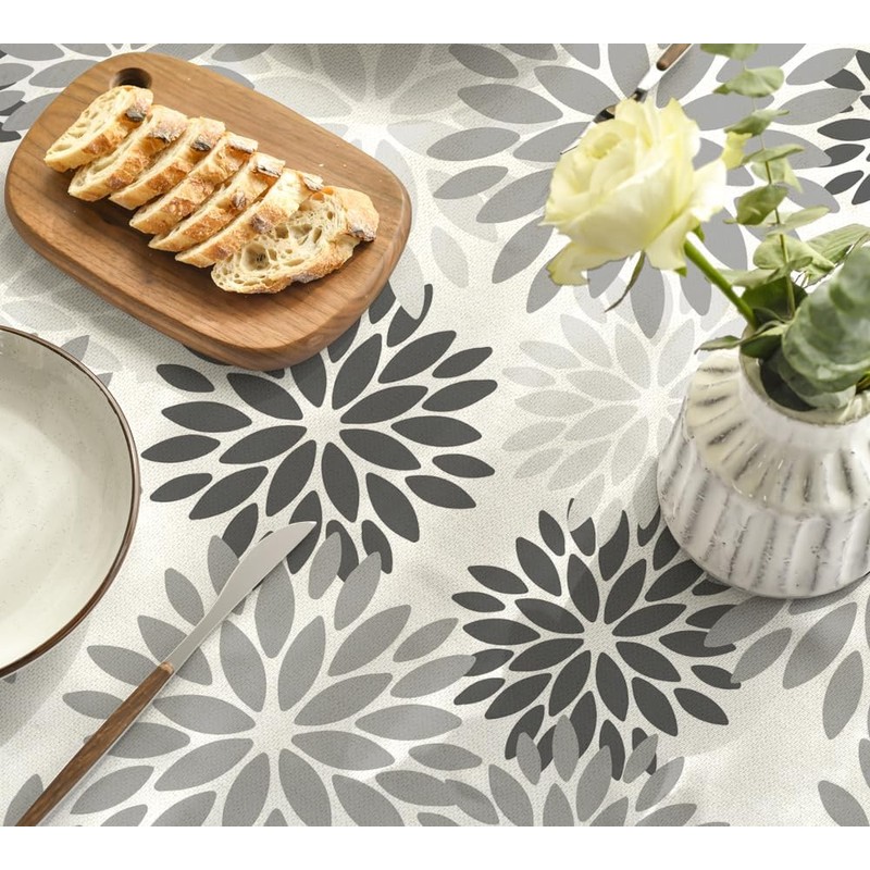 Artoid Mode Flowers Grey Dahlia Summer Table Linen, Seasonal Kitchen