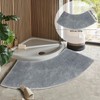 Eubeneortho Grey Shag Curved Bath Rug,Curved Shower Mat,40''x18'' Non Slip