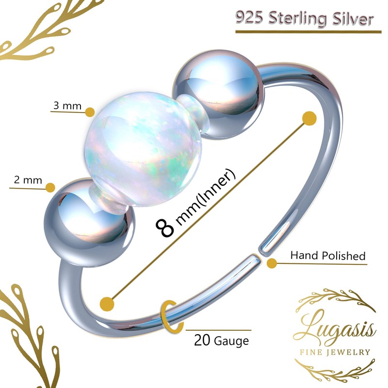 Silver Helix Hoop - Tiny 3mm White Opal Handmade 925