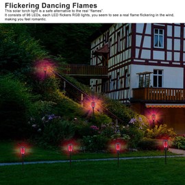 Solarfackellicht mit RGB Flackernde Flamme, IP65 Wasserdichte Solarleuchten LED Solar Strahler für Garten Party, Camping