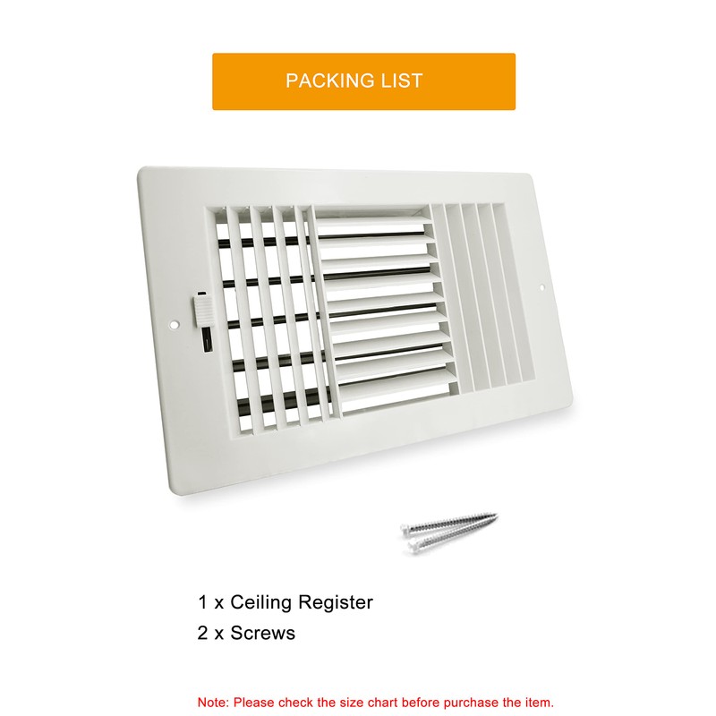 Ceiling Register, FanGoFast 3-Way ABS Sidewall Ceiling Air Vent w/Manual
