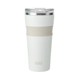BUILT 24oz Shasta Double Wall Vacuum Insulated Stainless Steel Tumbler with Easy to Clean Flip to Open Lid, Marshmallow