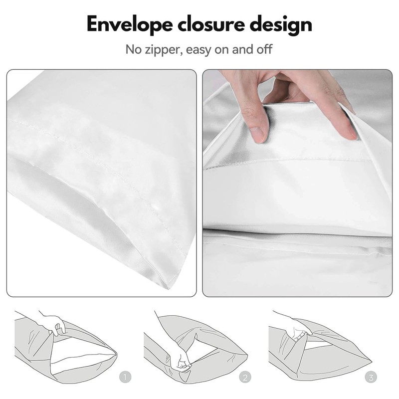 【2 Pack】 Mulberry Satin Silk Pillowcase, H HOME-MART 20"x 30"
