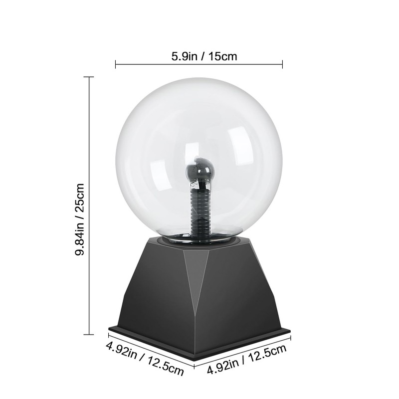 6 Inch Magic Plasma Ball, Electrostatic Ball, Touch Sensitive Flash