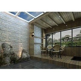 Kingsman 31.4 in. x 24.6 in. x 1 in. Off-White Plant Fiber Glue-On Wainscot Self-Adhesive 3D Wall Panels for Home Living Room Bedroom Indoor TV Background Wall 32 Sq Ft. (6-Pack) (Berlin)