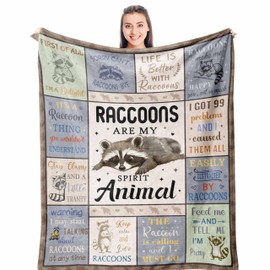 Raccoon Gifts for Women/Men, Cute Raccoon Gift for Boys/Girls, Birthday Raccoon Decor/Stuff for Friends/Families, Soft Throw Blanket 50" x 60"