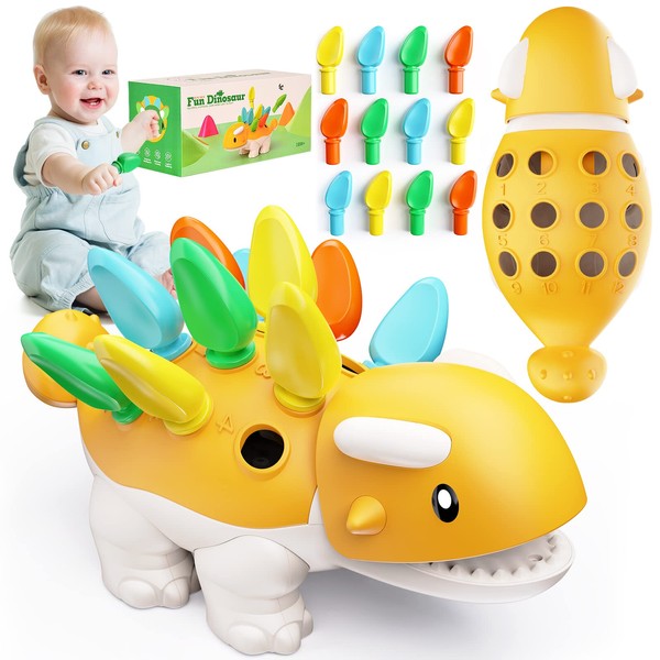 CPSYUB Dinosaur Toys for Kids 3+, Sensory Montessori Toys for 3+ Learning Activities Educational Number Games Cool Fine Motor Skill Preschool Toys for 18 24 Month Baby Birthday Gift for Boys Girls