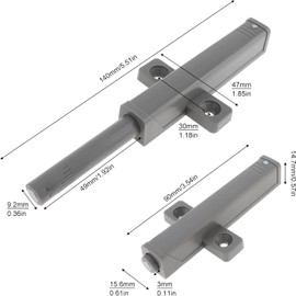 HOJLKLD Push to Open Door Latches, 16 Pack Magnetic Push Latches for Cabinet Door, Heavy Duty Touch Latch and Catch Pop Out Latch for Kitchen Hardware (16, Gray)