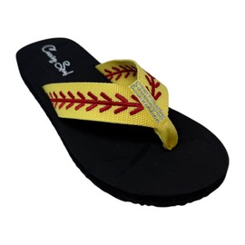 Cocomo Soul Rhinestone Softball Embroidered Flip Flops Sofball Slippers